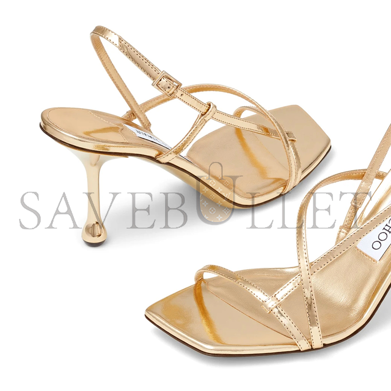 JIMMY CHOO ETANA 80 GOLD METALLIC LEATHER SANDALS ETANA80QUI JIMMY CHOO ETANA 80 GOLD METALLIC LEATHER SANDALS ETANA80QUI